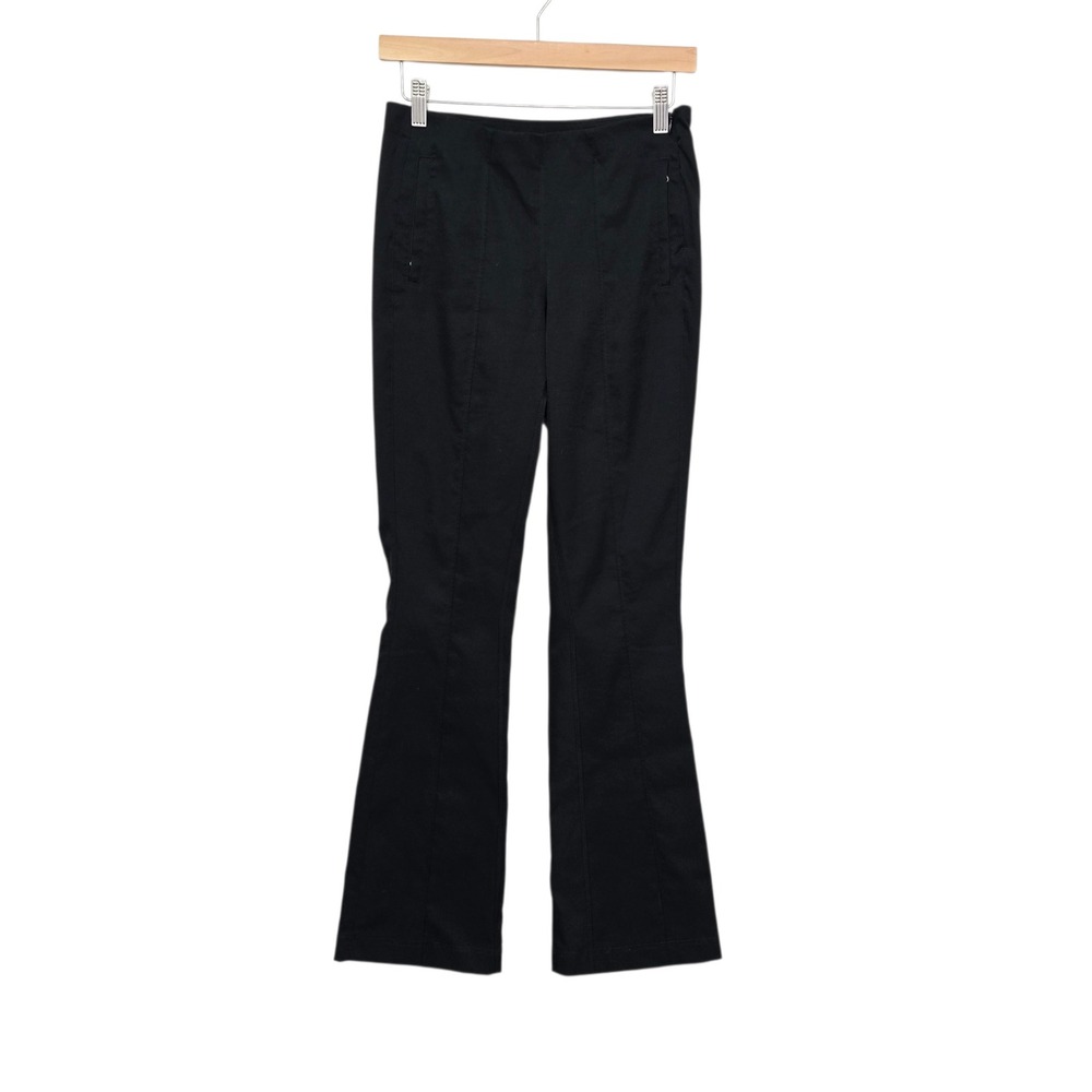 Lululemon‎ Athletica Black Flare Leg Pants Tall Size 6 Front Seam Zip Pockets